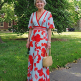 Corinne | V-Ausschnitt Kurzarm Blumenkleid