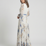 Lavinia | Maxikleid mit langen Ärmeln und V-Ausschnitt im Blumenmuster