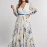 Lavinia | Maxikleid mit langen Ärmeln und V-Ausschnitt im Blumenmuster