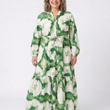 Sabine | Maxikleid mit langen Ärmeln und Taillenknoten