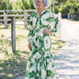 Sabine | Maxikleid mit langen Ärmeln und Taillenknoten