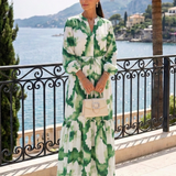 Sabine | Maxikleid mit langen Ärmeln und Taillenknoten