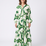 Sabine | Maxikleid mit langen Ärmeln und Taillenknoten