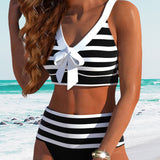 Maya | Gestreifter Bikini mit hoher Taille