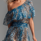Selvaggia | Leopardenmuster Off-Shoulder Maxi Kleid
