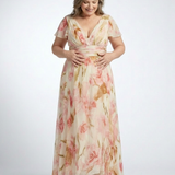 Elara | V-Ausschnitt Kurzarm Blumenkleid