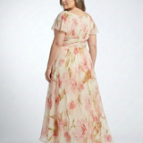 Elara | V-Ausschnitt Kurzarm Blumenkleid