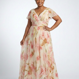 Elara | V-Ausschnitt Kurzarm Blumenkleid