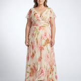 Elara | V-Ausschnitt Kurzarm Blumenkleid