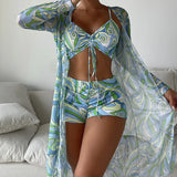 Lydia | 3-teiliges Bikini-Set mit Druck