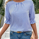 Savannah | Elegante gestreifte Bluse mit Knopfdetails
