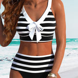 Maya | Gestreifter Bikini mit hoher Taille