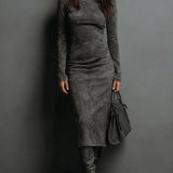 Mildred™ Elegantes Wildleder-Maxikleid