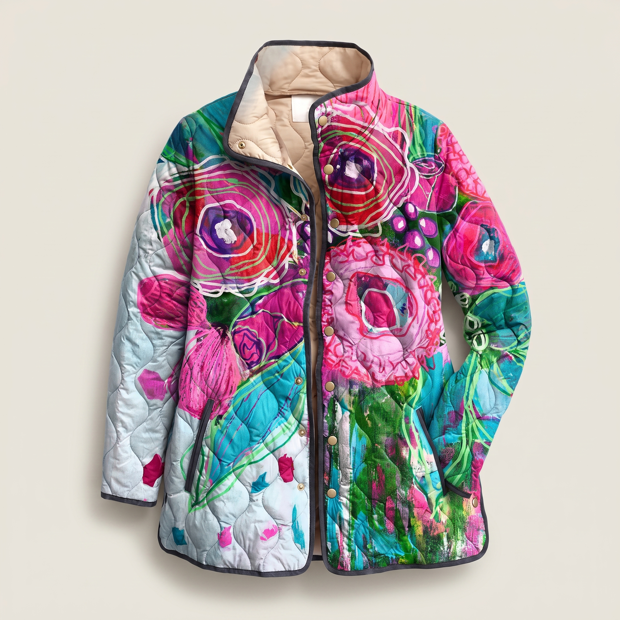 Mira | Gesteppte Jacke mit Blumenmuster