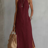 Jimena | Entspanntes besticktes Midi-Kleid mit Mandarin-Kragen