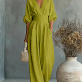 Maja | Eleganter V-Ausschnitt Hochtaillierter Jumpsuit