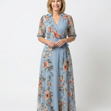 Elowen | Florales Wickel-V-Ausschnitt Maxikleid