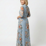 Elowen | Florales Wickel-V-Ausschnitt Maxikleid