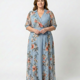 Elowen | Florales Wickel-V-Ausschnitt Maxikleid