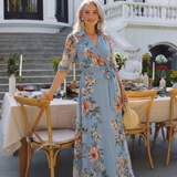 Elowen | Florales Wickel-V-Ausschnitt Maxikleid
