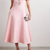 Midi-Kleid mit Schleife und Kristallverzierungen